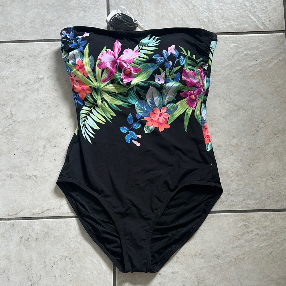 NWT Tommy‎ Bahama Coastal Gardens Bandeau One Piece Swimsuit